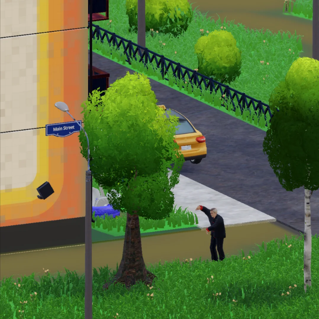 A resident walking through the customized apartment yard.